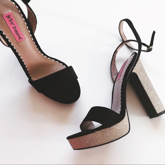 Betsey Johnson | Shoes | New Betsey Johnson Gold Glitter Platform Heels ...